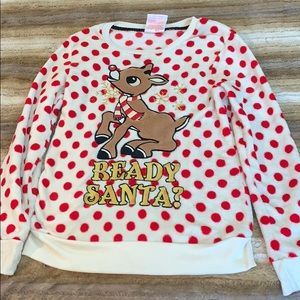 Rudolph the red nose reindeer pajama shirt